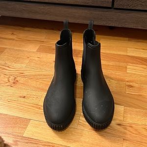 Matte Black Ankle Rain Boots
